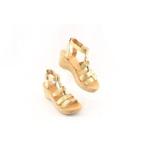 Kork-Ease Gabriela Ankle Strap Sandals Platform Heels Metallic Cork Women's 9 US